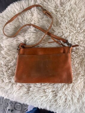 Classic ABLE genuine Leather Crossbody Bag - Tan